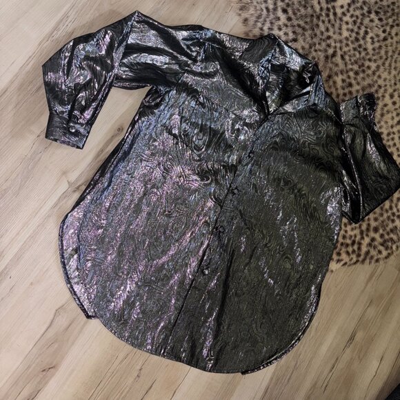 Vintage Silver Metallic Paisley Motif Blouse - Picture 9 of 9